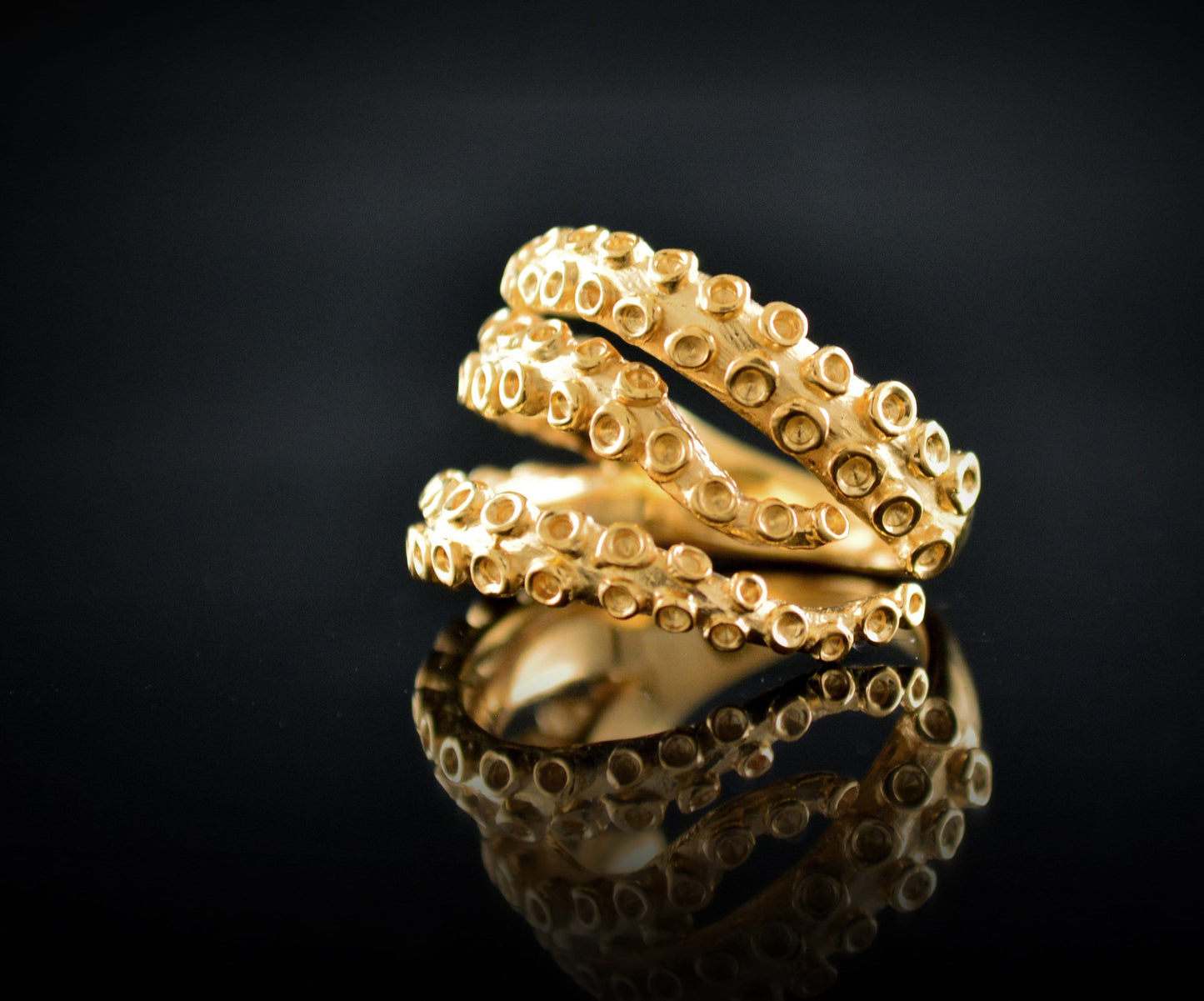 Anillo tentáculos pulpo en oro sólido de 18k, 14k o 10k, Anillo ajustable tentáculos , Joyería del mar - D´Cast