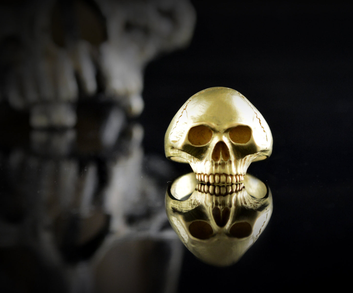 10k, 14k und 18K Gold Totenkopf Ring, Massiver Gold Totenkopf Verlobungsring, Memento mori Ring, Gothic Ehering