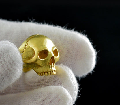 10k, 14k und 18K Gold Totenkopf Ring, Massiver Gold Totenkopf Verlobungsring, Memento mori Ring, Gothic Ehering