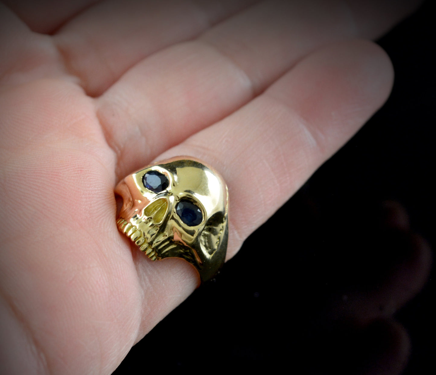 10k, 14k und 18K Gold Totenkopf Ring, Massiver Gold Totenkopf Verlobungsring, Memento mori Ring, Gothic Ehering