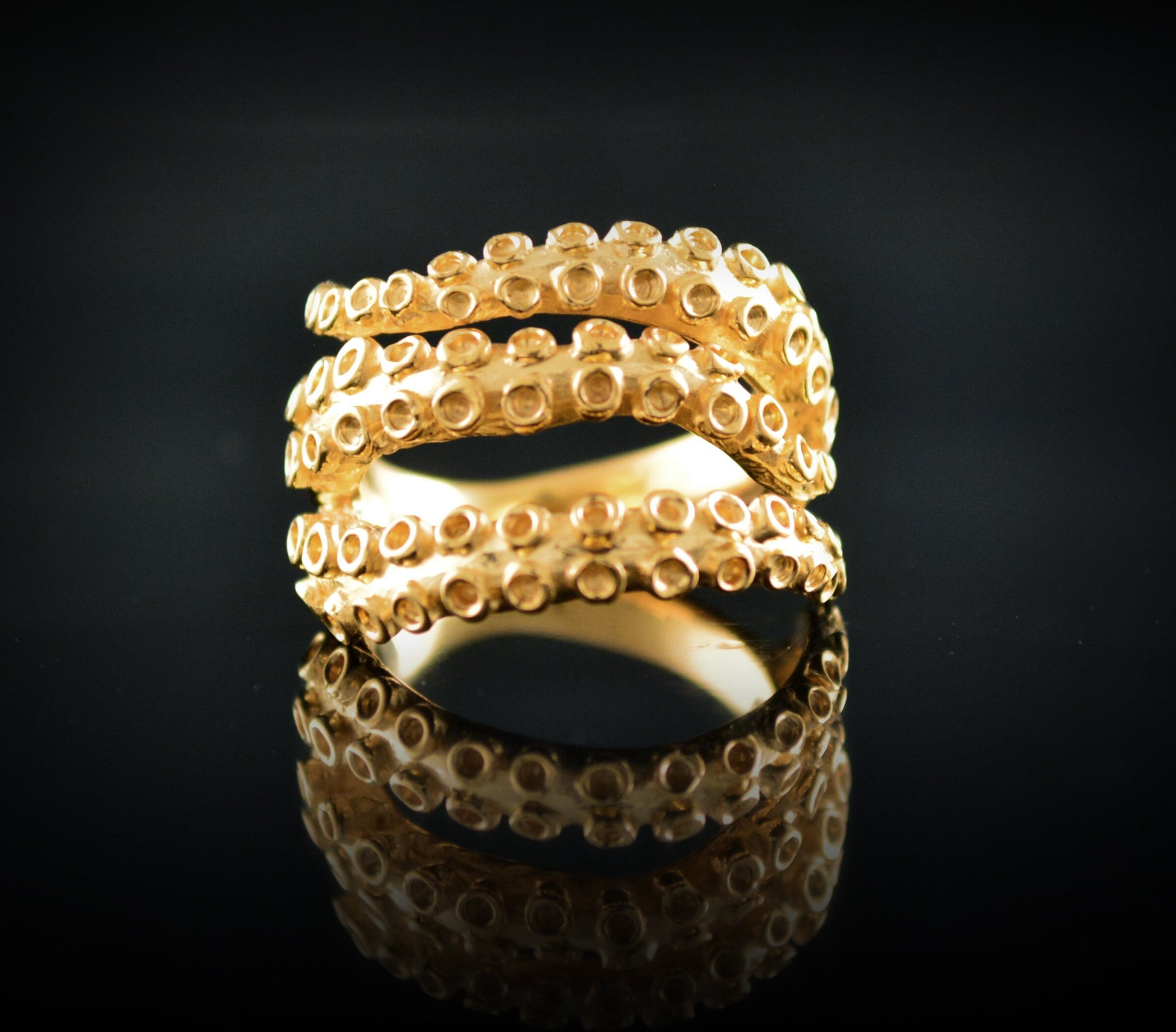 Anillo tentáculos pulpo en oro sólido de 18k, 14k o 10k, Anillo ajustable tentáculos , Joyería del mar - D´Cast