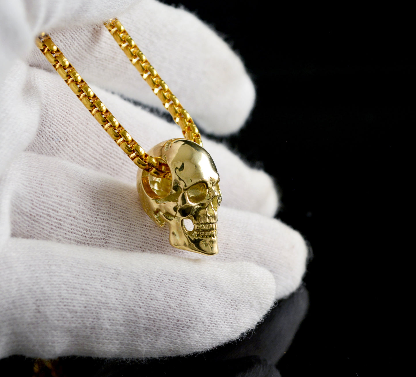 Colgante Calavera completa hecha a mano en oro de 10k, 14k o 18k, Colgante Memento Mori, Regalo genial para él o ella - D´Cast