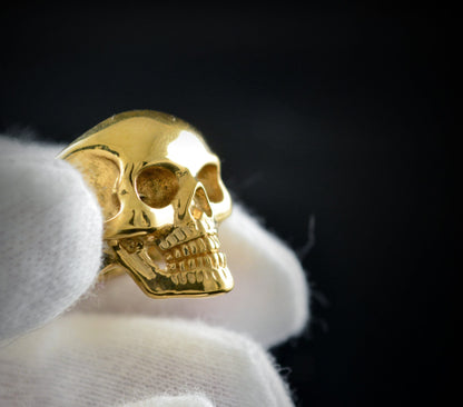 Anillo Calavera oro macizo de10k, 14k o 18k, Anillo calavera hombre, Joyería Rock and Roll, Joyería para Hombre, Hecho a mano, Memento Mori - D´Cast