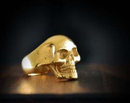 Anillo Calavera oro macizo de10k, 14k o 18k, Anillo calavera hombre, Joyería Rock and Roll, Joyería para Hombre, Hecho a mano, Memento Mori - D´Cast