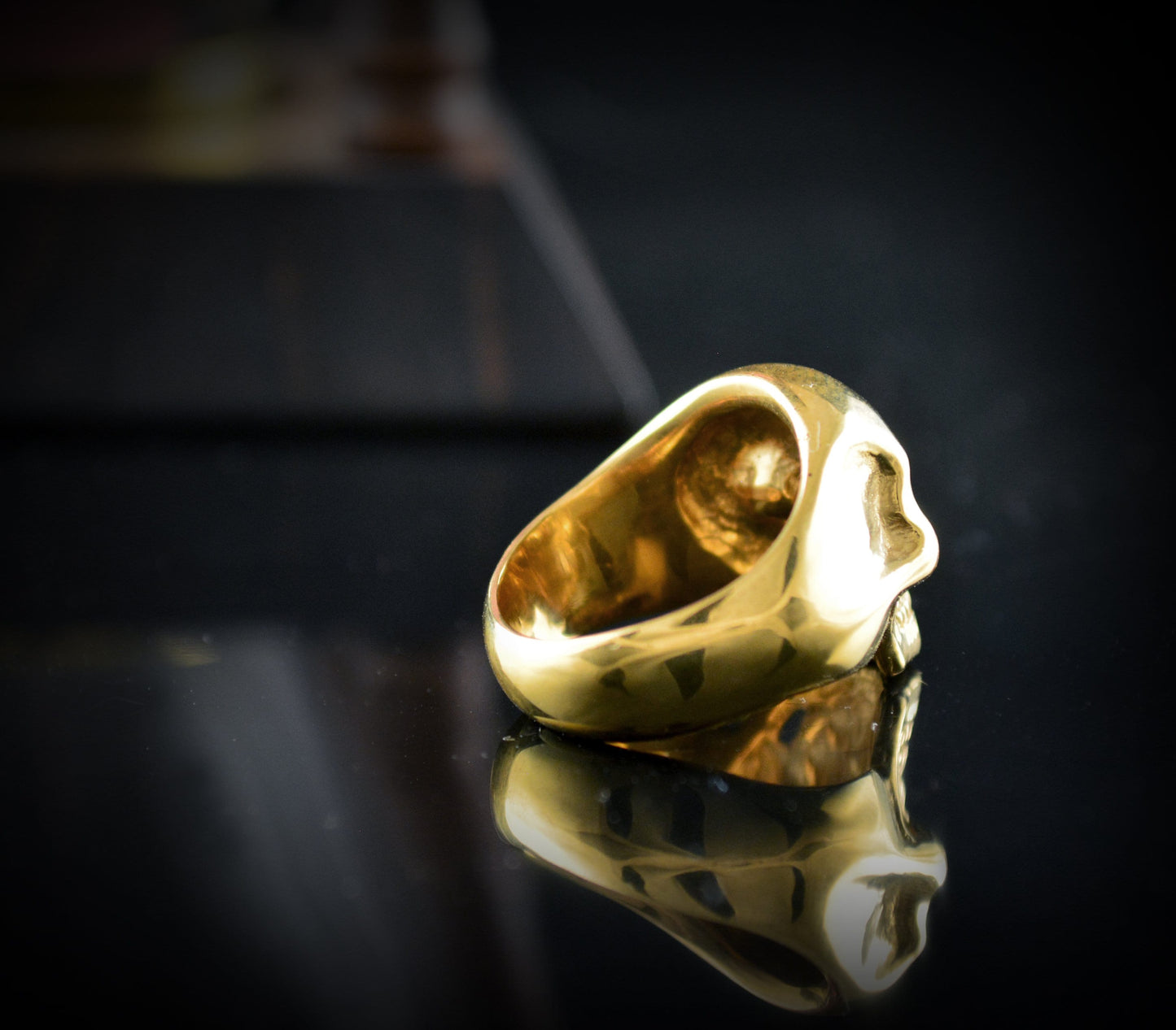 Anillo Calavera oro macizo de10k, 14k o 18k, Anillo calavera hombre, Joyería Rock and Roll, Joyería para Hombre, Hecho a mano, Memento Mori - D´Cast