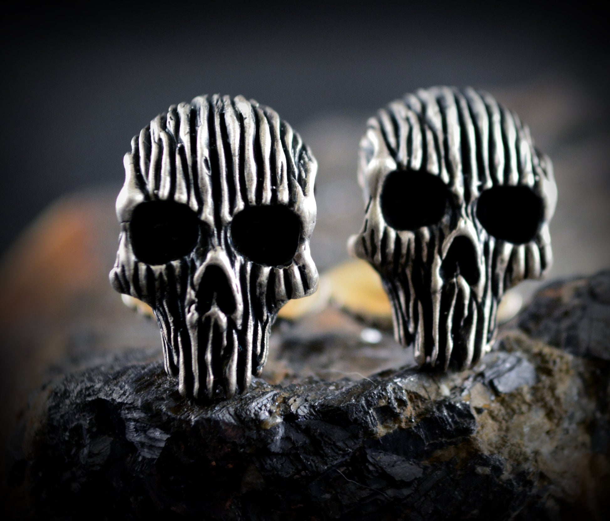 Gemelos calavera, Gemelos de plata maciza, Gemelos de calavera para hombres, Joyas de Halloween, Badass, Joyas de motociclista, Artesanales - D´Cast