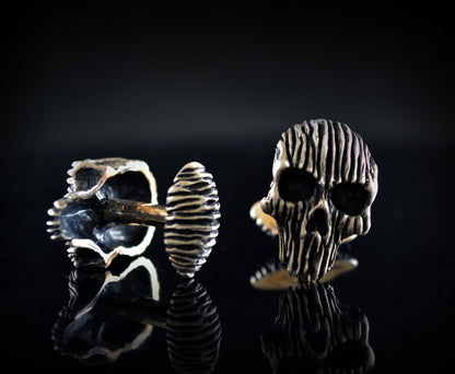 Gemelos calavera, Gemelos de plata maciza, Gemelos de calavera para hombres, Joyas de Halloween, Badass, Joyas de motociclista, Artesanales - D´Cast