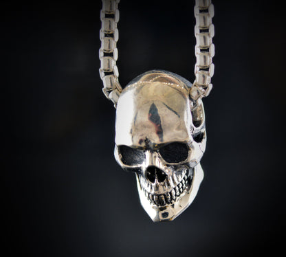 Colgante calavera completa realista de plata, Colgante Memento Mori, Calavera humana collar - D´Cast