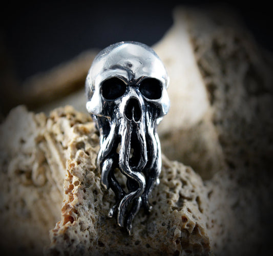 Anillo de barba de calavera con tentáculos, colgante de barba de Cthulhu - D´Cast