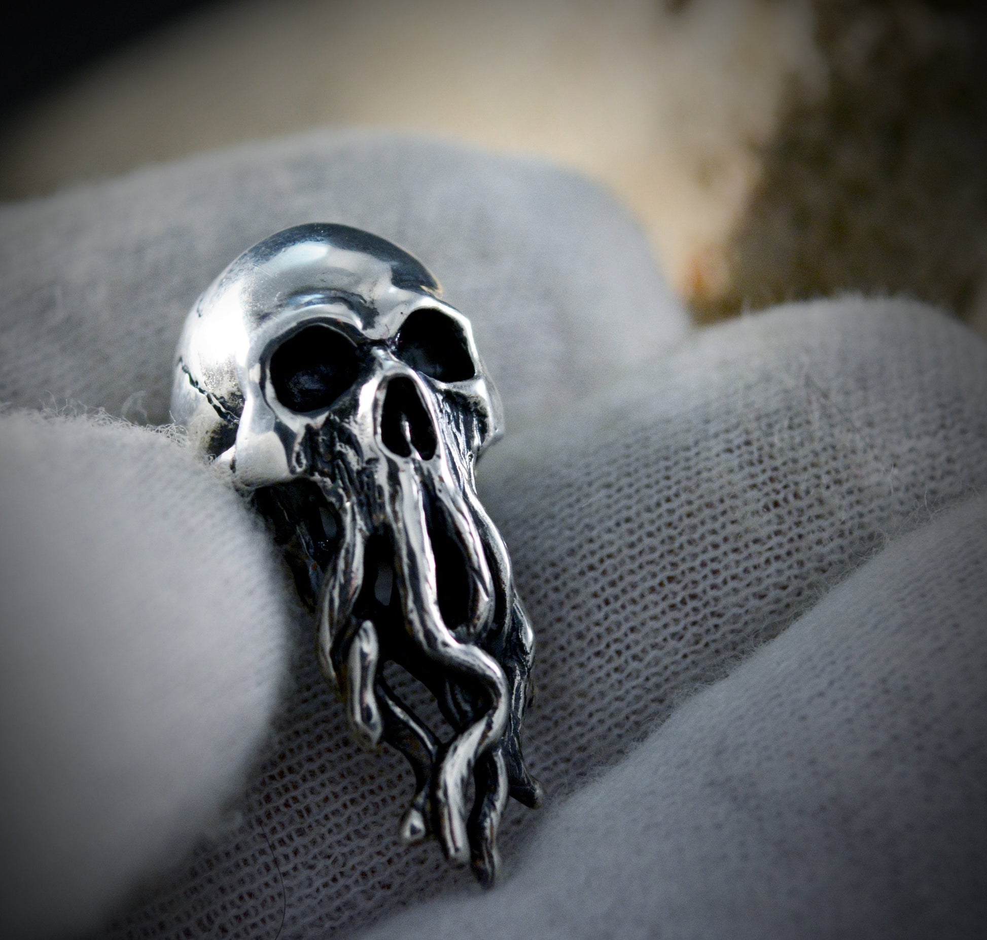 Anillo de barba de calavera con tentáculos, colgante de barba de Cthulhu - D´Cast