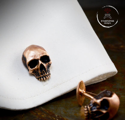 Gemelos calavera hechos a mano en plata de ley - D´Cast