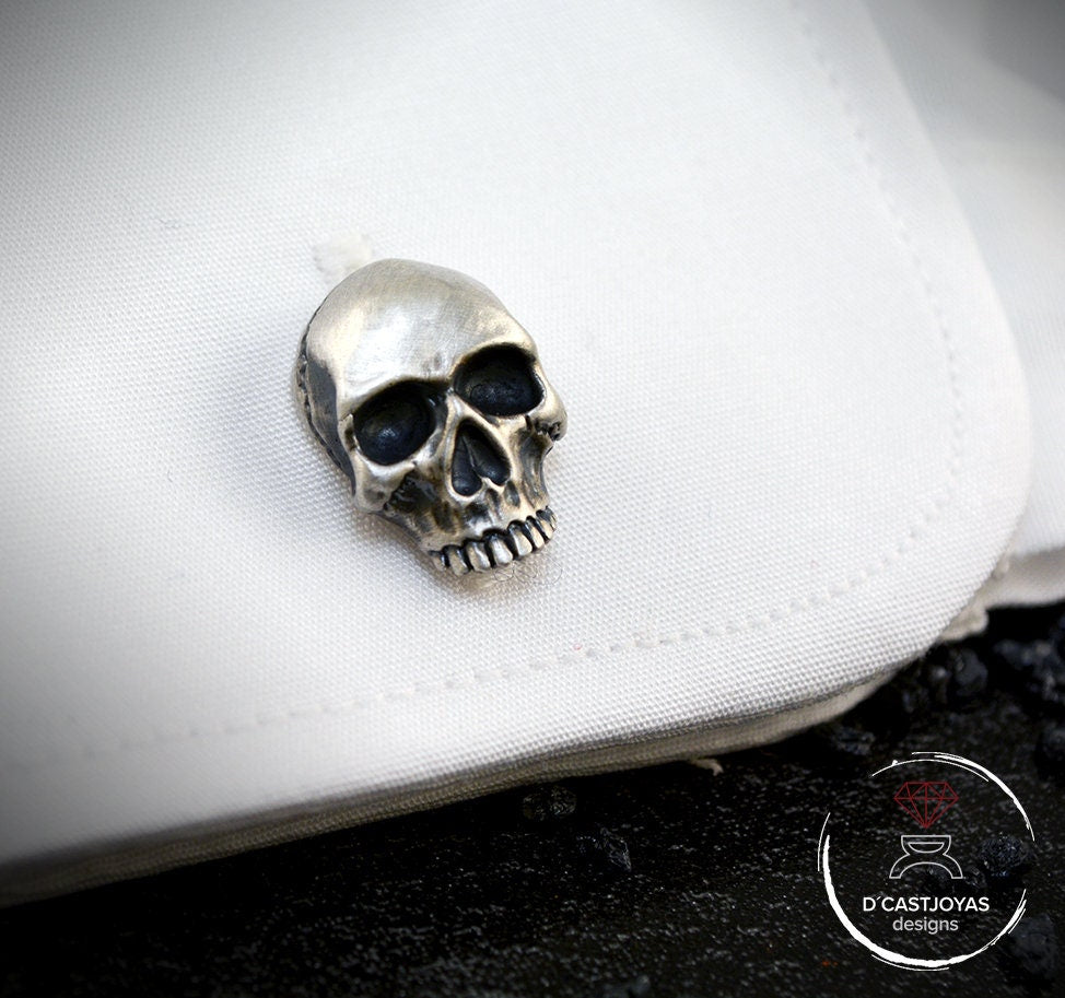 Gemelos de bronze Calaveras, Regalo para él, Gemelos para hombre, Gemelos calaveras, Joyería Gótica, Joyería Contemporánea - D´Cast