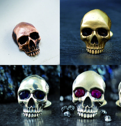 Gemelos de bronze Calaveras, Regalo para él, Gemelos para hombre, Gemelos calaveras, Joyería Gótica, Joyería Contemporánea - D´Cast