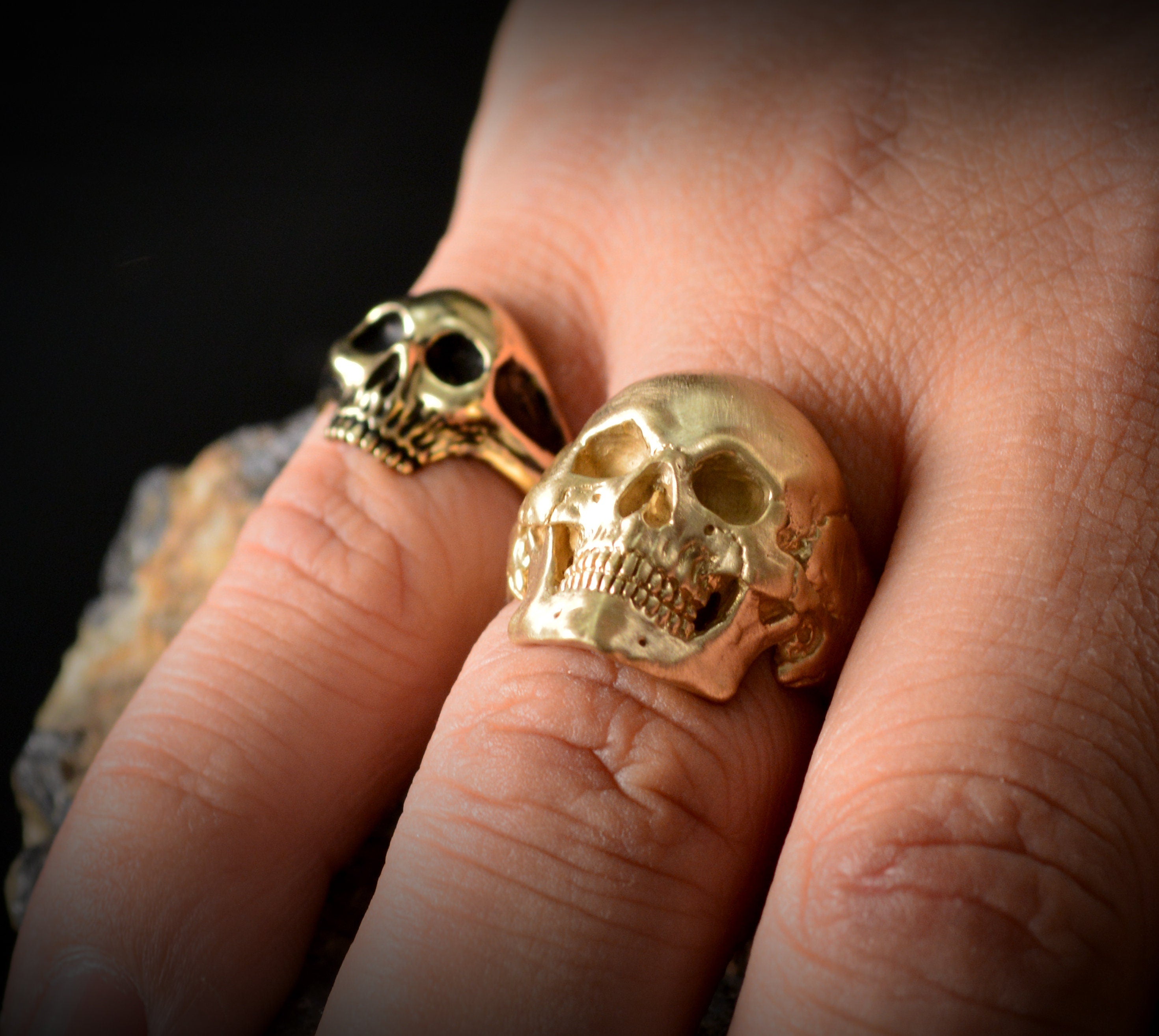 Anillo calavera humana completa de oro Anillo memento mori