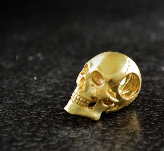 Colgante Calavera completa hecha a mano en oro de 10k, 14k o 18k, Colgante Memento Mori, Regalo genial para él o ella - D´Cast