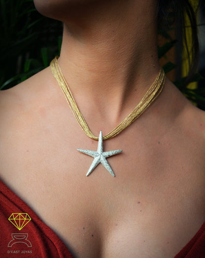 Colgante plata 925 Estrella de mar grande, Joyería de mar, Collar Estrella de mar grande, Estilo Boho, Colgante artesanal