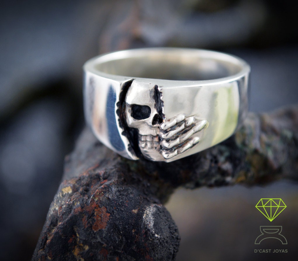 Anillo calavera plata 925, Anillo banda calavera Winter is coming, Anillo plata calavera, Anillo mujer, Juego de Tronos, Joyería gótica - D´Cast