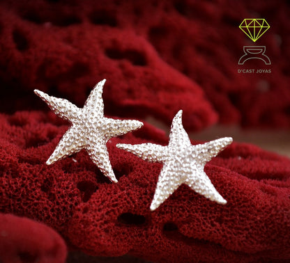 Silver starfish earrings, Boho style, Sea jewelry